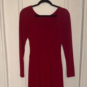 Elegant Long Sleeve Red Dress